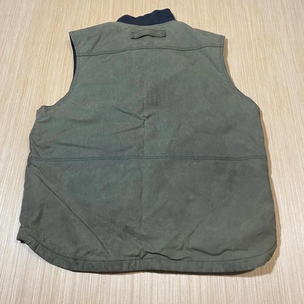 Filson Mens Quilted Bomber Vest Olive Green Canvas Full Zip Utility Size M - Picture 5 of 5